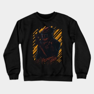 Soldier with assault rifle and helmet in action Crewneck Sweatshirt